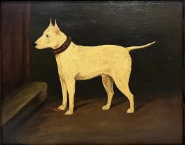 A. Stevenson (British C19th); Terrier in an interior, oil on panel, signed and dated 1899, 23cm x