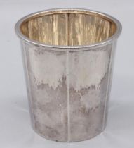 C20th Danish silver ribbed tapering beaker by A Dragsted of Copenhagen, stamped Sterling, Copenhagen