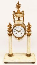 Samuel Marti & G. Vignon, Paris - early C20th French cream marble and ormolu portico clock, with urn