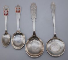 C20th Danish silver spoon with red enamel CX 1870-1940 terminal, stamped A.Rasmussen and CFH for