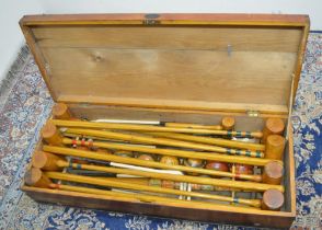 Vintage Slazenger eight player Croquet set comprising; eight mallets stamped Slazenger London, eight