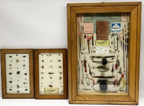 Framed angling montage incl; 1946 Ouse and Cam Fishery District Licence, 1935-36 Sheffield