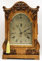 McMaster & Son Dublin - late Victorian oak bracket or boardroom clock, scroll top case with