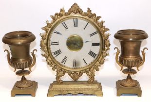 Thos. Martin, London - C20th brass illuminated mantle timepiece fitted with a repurposed early C19th