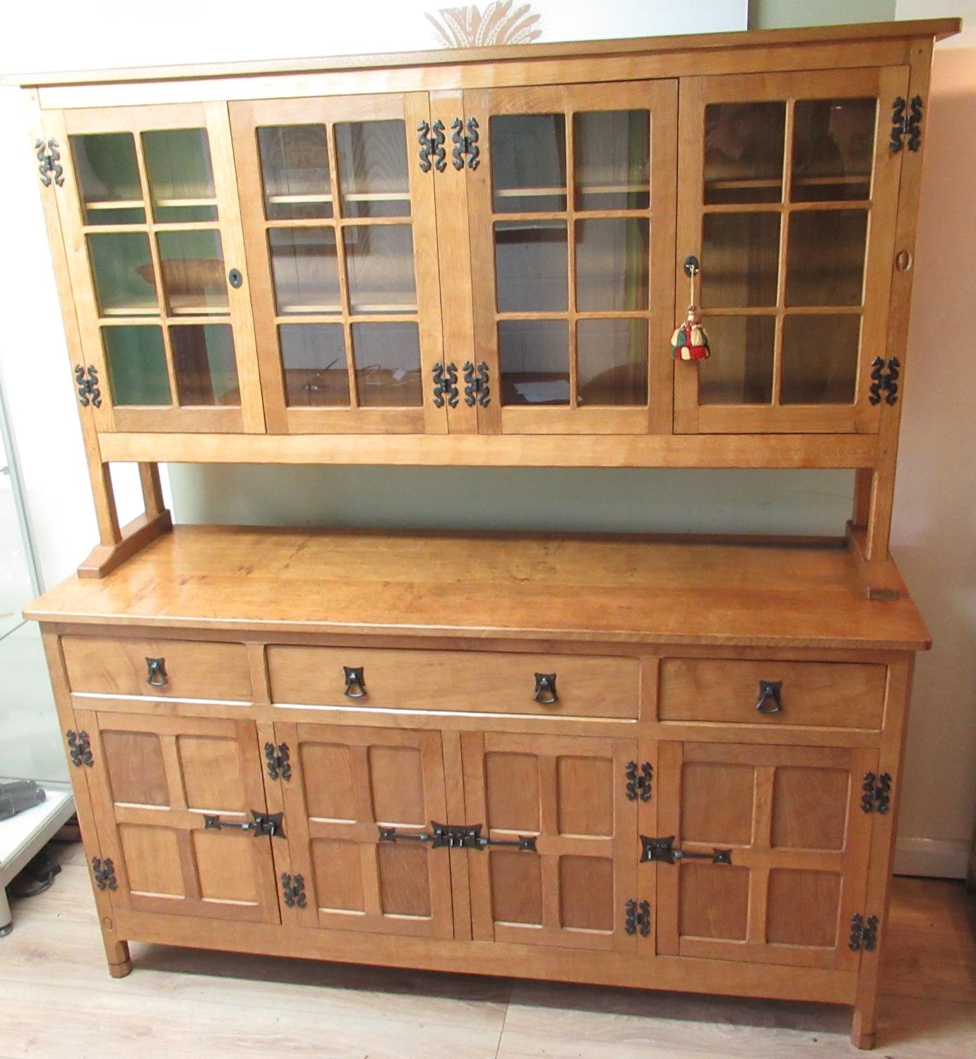 Alan Acornman Grainger, Acorn Industries Brandsby - an adzed panelled oak dresser, raised back - Image 2 of 2