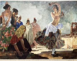 Sir William Russell Flint RA (Scottish 1880-1969); 'A Spanish Dancer' colour reproduction pub. Frost