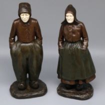 Paul D'Aire (French early C20th); Pair of green and brown patinated bronze and ivory figures of