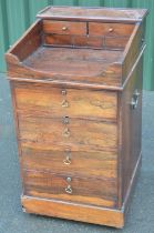 Victorian rosewood clerks Davenport type desk, galleried top with pull out hinged pen tray and two