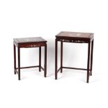 Two matching Chinese mother-of-pearl inlaid hardwood occasional tables, the larger 20ins. (51cms.)