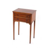 Property of a deceased estate - a reproduction yew wood side table with two drawers, 18ins. (45.