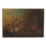 Property of a gentleman - Dutch school, 18th century - A NAVAL ENGAGEMENT - oil on canvas, lined,
