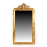 Property of a deceased estate - a late 19th century gilt framed overmantel mirror, with griffon