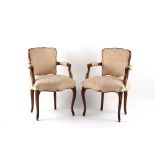 Property of a deceased estate - a pair of French Louis XV style beechwood & upholstered fauteuils,