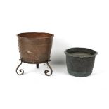 Property of a lady - two copper log bins, the larger approximately 20ins. (51cms.) diameter (2).