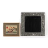 Property of a deceased estate - an Arts & Crafts style pewter square framed wall mirror with