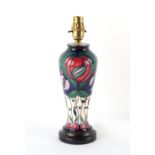 Property of a lady - a modern Moorcroft pottery table lamp, of baluster form tube lined in 'A