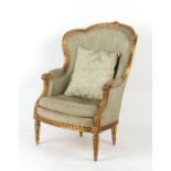 Property of a deceased estate - an early 20th century French giltwood & upholstered fauteuil, in the