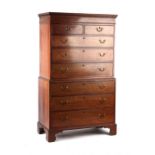 Property of a gentleman - a George III mahogany two-part tallboy of chest-on-chest, with brass