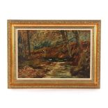 Property of a deceased estate - John Emms (1843-1912) - A WOODLAND STREAM - oil on board, 10.25 by