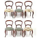 Property of a lady - a matched set of six (3 plus 2 plus 1) Victorian side chairs with cabriole