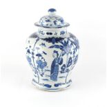 Property of a lady - a Chinese blue & white baluster jar with associated cover, 19th century,