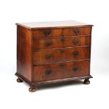 Property of a lady - an early 18th century Queen Anne period walnut & boxwood strung chest of two