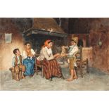 Property of a lady - Vincenzo Loria (1849-1939) - AN INTERIOR SCENE WITH PEASANT CHILDREN -