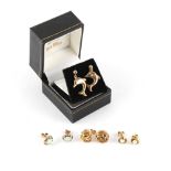 Property of a deceased estate - a boxed pair of 9ct gold dolphin earrings, approximately 1.6