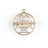 Tiffany & Co. - an early 20th century diamond & pearl brooch modelled as a basket of flowers in a