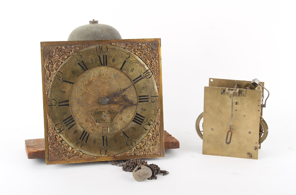 The Henry & Tricia Byrom Collection - a 30-hour posted frame longcase clock movement, circa 1750,