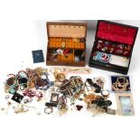 Property of a deceased estate - a box containing assorted costume jewellery.