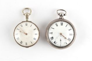 The Henry & Tricia Byrom Collection - a George IV silver pair cased pocket watch, with verge fusee