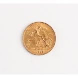 Property of a lady - gold coin - a 1912 George V gold half sovereign.