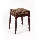 Property of a lady - a Victorian mahogany & upholstered stool with turned legs, approximately 16ins.