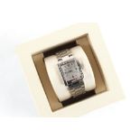 Christian Dior - a lady's square cased dress watch set with diamonds, in working order, in