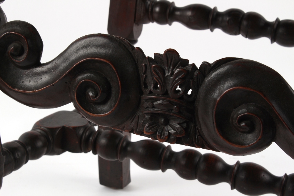 Property of a deceased estate - a pair of Charles II period carved walnut high-back chairs, circa - Image 3 of 3
