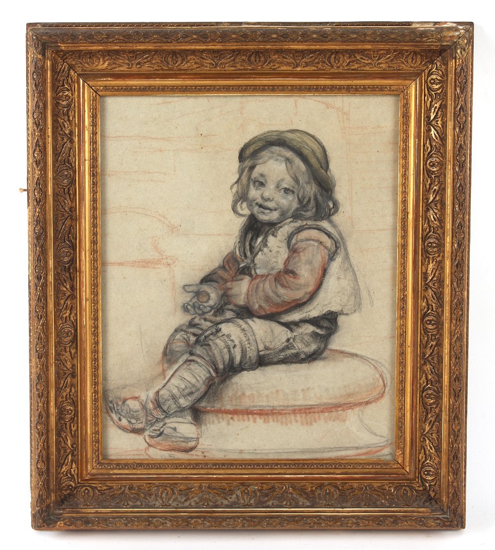 Property of a deceased estate - Continental school - A PEASANT BOY CLUTCHING A COIN - Old Master