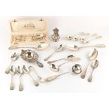Property of a gentleman - a bag containing assorted silver items, mostly flatware, including