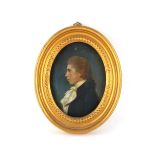 Property of a lady - a George III portrait miniature oil on panel depicting a young gentleman, the