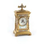 Property of a deceased estate - a late 19th century French gilt brass & cloisonne cased mantel clock