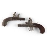 Property of a deceased estate - a George III flintlock pocket pistol, with sliding safety catch, the