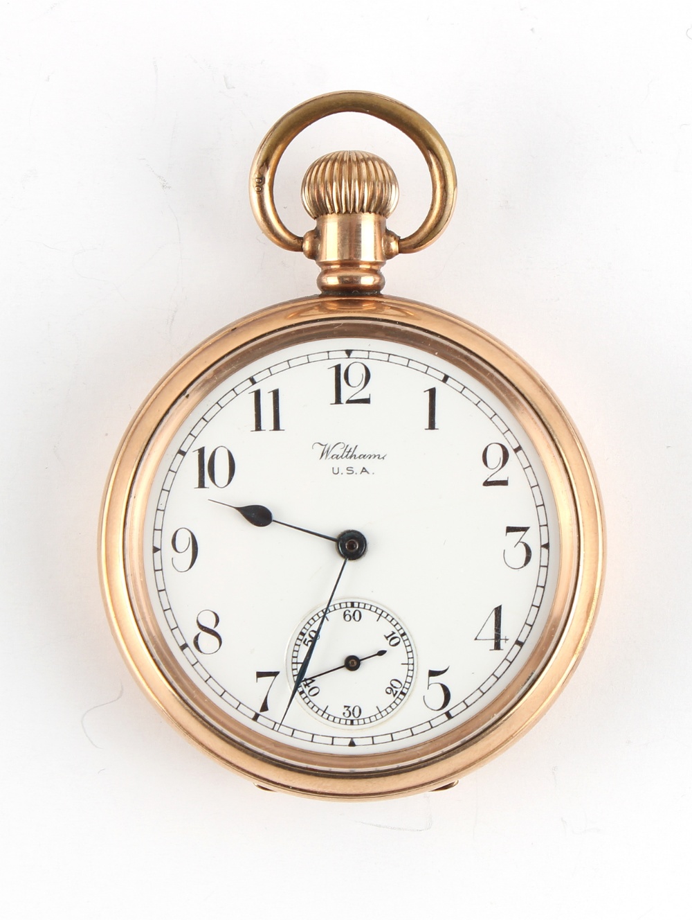 The Henry & Tricia Byrom Collection - a Waltham gold plated keyless wind pocket watch, 50mm