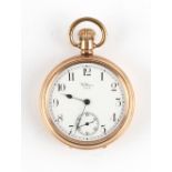 The Henry & Tricia Byrom Collection - a Waltham gold plated keyless wind pocket watch, 50mm