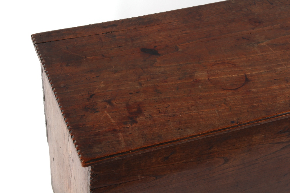 Property of a deceased estate - a 17th century elm six plank coffer, with thumbnail mouldings, 38. - Image 2 of 2