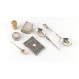 Property of a deceased estate - a bag containing assorted small silver & white metal items including