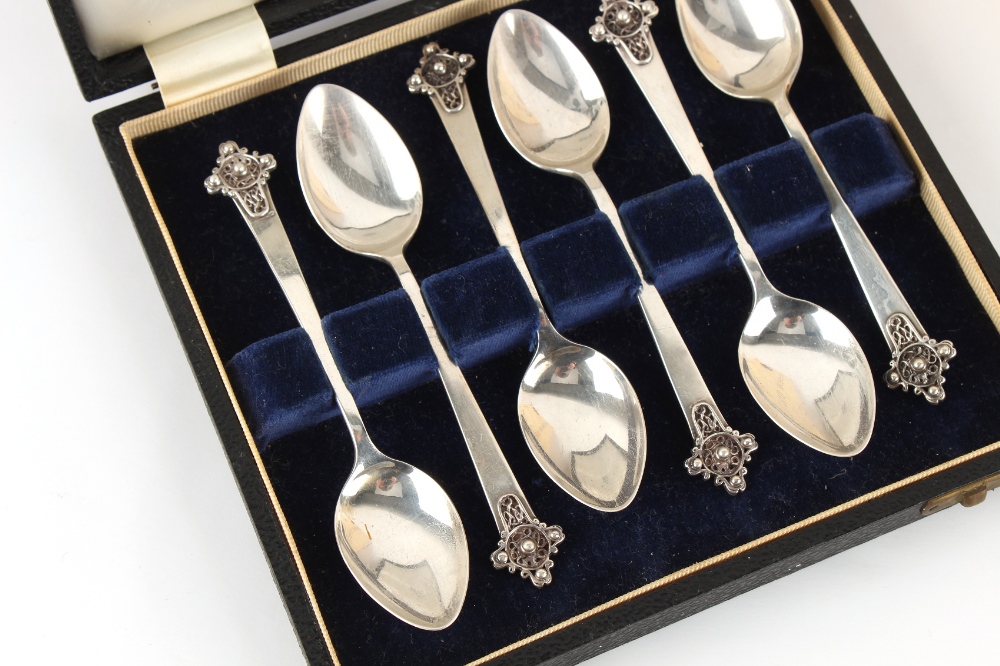 Property of a deceased estate - a cased set of six silver teaspoons by Shetland Silvercraft, - Image 2 of 2