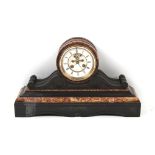 Property of a deceased estate - a 19th century rouge & black marble cased mantel clock, the French