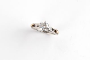 Property of a lady - a platinum diamond single stone ring, the round brilliant cut diamond