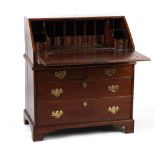 Property of a deceased estate - a mid 18th century George II oak fall-front bureau, with stepped