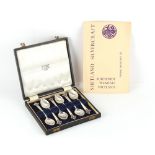 Property of a deceased estate - a cased set of six silver teaspoons by Shetland Silvercraft,